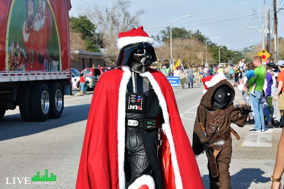 Darth Vadar walking in today's Sonic Christmas Parade in Lafayette LA